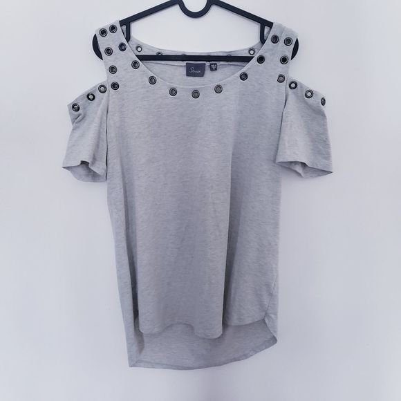 Strazzi Open Shoulder Grey Top - Picture 5 of 8